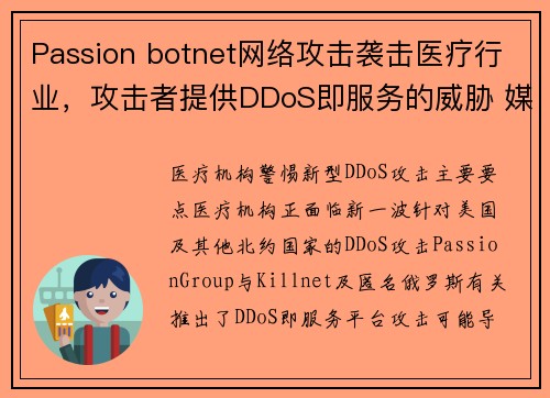 Passion botnet网络攻击袭击医疗行业，攻击者提供DDoS即服务的威胁 媒体